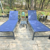 PURPLE LEAF Patio Chaise Lounge with Wheels, Fade-Resistant, Navy