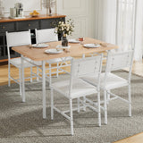 Dining Table Set for 4 with Chairs, 5-Piece Kitchen Table and Upholstered Padded Chairs Set for Small Space,