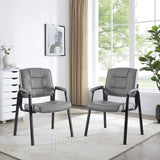 Naomi Home Faux Leather Guest Reception Chair with Armrests - Gray