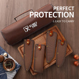 XCHIEF PRO Japan Knife Set, High Carbon Steel Japan Nakiri Santoku Knife Set, Hand Forged Meat Cleaver Butcher Knife with Accessories for Kitchen, Camping BBQ Knives Set with Bag