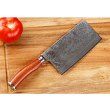 SUNLONG Meat Cleaver 7 inch Chinese Vegetable Cleaver -Japanese Hammered Damascus Steel-Bloodwood Handle