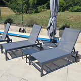 PURPLE LEAF Outdoor Chaise Lounge with Wheels, Set of 2 with Table, Grey
