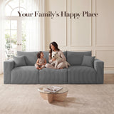 115" Modular Sectional Sofa, 3-Seater Boneless Cloud Couch, Gray