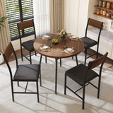 Pamapic Round Dining Table Set for 4, Kitchen Table and Chairs for 4, Dining Room Circle Dinner Pedestal Table