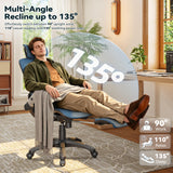 Ergonomic Office Chair with Footrest – High Back Executive Mesh Desk Chair for Corporate & Home, 135° Recline Task Computer Chair with Flip-Up Arms, Wide Seat, Class-4 Cylinder, 300 LBS - GY01BL-FT