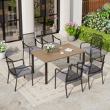 SUNSHINE VALLEY Patio Dining Set for 6, 60" Rectangle Metal Table, 6 Chairs