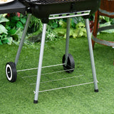 Outsunny Portable Charcoal Grill with Foldable Side Shelf and Bottom Shelf, BBQ Smoker with Wheels and Adjustable Vents on Lid for Picnic Camping Backyard Cooking, Black