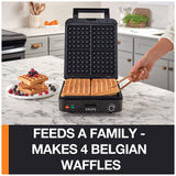 Breakfast Set Stainless Steel Waffle Maker 4 Slices | Belgian Waffle Silver and Black KRUPS