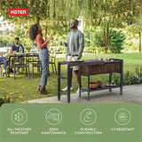 Keter Extendable Outdoor Bar Cart with Hidden Cooler, Storage Drawers & Prep Surface