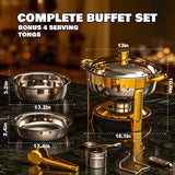 Trivico Chafing Dishes for Buffet Set,4 Pack 6QT, No Assemble Stainless Steel Food Warmers for Catering, Parties & Events, Gold Colors Chafing Dish Buffet Set
