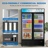Ferueo Commercial Beverage Refrigerator, 40 Cu.ft.Display Fridge Glass Door Upright Display Door with Adjustable
