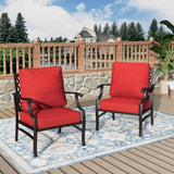 MIXPATIO, 2 Pack, Metal, Patio Chairs, 5.75" Cushions, High Back, Red