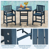 Garvee 5-Piece Outdoor Adirondack Bar Set, Patio Bar Table with 4 Bar Chairs, HDPE All-Weather Patio Bar Furniture Set with Umbrella Hole, for Balcony, Backyard, Poolside, Bistro