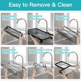 romision 2 Tier Compact Stainless Steel Dish Drainers Drying Rack for Kitchen Counter, Space Saving, Rust Proof Plate Strainers Holder On Countertop with Drainboard, Modern Black, Small
