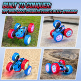 Hamdol Remote Control RC Car for Kids 6-12, High-Speed 4WD Stunt Car with LED Lights & 360° Rotation, 2.4GHz Off-Road Vehicle Toy with Rechargeable Battery, Cool Valentines and Birthday Gift for Boys