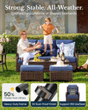 HILLGA 7-Piece Luxury Patio Furniture Set with 6" Thick Cushions, Weather-Resistant Wicker High Back Swivel Rocker Chairs, Senior-Friendly Outdoor Sofa Set for Large Deck, Yard and Poolside, Blue(V2)