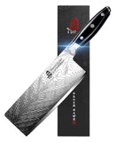 TUO Nakiri Knife - 7 Inch Vegetable Chopping Knife - Meat Cleaver - High Carbon Stainless Steel - Kitchen Knives with G10 Full Tang Handle with Gift Box - Black Hawk S Series