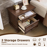 LUXOAK Fully Assembled Solid Wood Nightstand Set of 2 with Storage Drawers