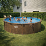 Bestway Hydrium 18' x 52" Above Ground Pool, Round Steel Side Wall Frame Outdoor Swimming Pool Set with Sand Filter Pump, Ladder & Accessories