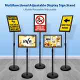 VAIIGO 6Packs 11x17 Inch Adjustable Pedestal Poster Sign Stand, Heavy Duty Floor Standing Sign Holder Stand Aluminum Snap Open Frame for Vertical and Horizontal View Sign Displayed(Black)