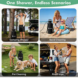 Shcazhcx Manual Portable Shower Pump, Pressurized Camping Shower No Battery, 2.1 Gallon/8L High Pressure Outdoor Shower for Beach, Surf, Camping, Hiking with Insulated Sleeve, White