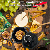 JULYSVE Small Cast Iron Smoker Box & Garlic Roaster Garlic Presses, Pre-Seasoned Wood Chip Smoker Box for Gas/Pellet/Charcoal Grills, Cast-Iron Garlic Baker