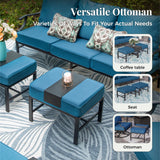 MIXPATIO 7-Piece Patio Conversation Set, 2 Ottomans, E-Coated Frame