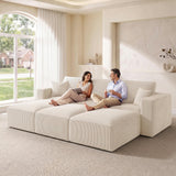 Modular Sectional Sofa Bed with Chaise, 115" Memory Foam Cloud Couch, Beige