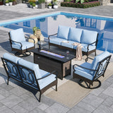 Sophia & William Metal Patio Furniture Set with Fire Pit Table, 7 Seats