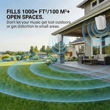 Herdio 8 Inch 600W Outdoor Bluetooth Speakers Waterproof with Powerful Bass, TWS Pairing Wall Mount Durable Loud Sound System | Ideal for Large Spaces: Commercial Areas, Spacious Backyards (White)