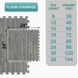 Sorbus 120 Sq. Ft. Wood Grain Floor Tiles Foam Mat EVA Interlocking Mats Tile 3/8-Inch Thick Flooring Wood Puzzle Exercise Mats w/Borders - Home Playroom Basement, Apartment, Trade Show, Baby, Dance