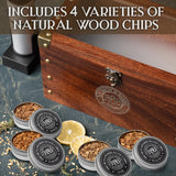 BOURBON&BARREL Cocktail Smoker Kit | Crafted with Walnut Wood | Whiskey Smoker Kit with Instant Smoker, Smoking Box, Food Tray and 4 Varieties of Wood Chips | Old Fashioned Drink Smoker [Walnut]