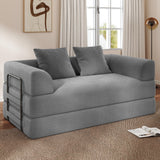 Living&Giving Convertible Boneless Couch, 5-in-1 Foldable Floor Futon Sofa Bed, 70" Corduroy Loveseat Sleeper with High-Density Foam & Firm Support for Small Apartment, Medium Gray