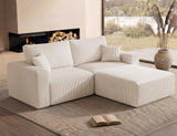 Modular Sectional Sofa with Ottoman, 79" L-Shaped Cloud Couch, Beige