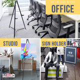 66" High Showroom Black Aluminum Display Easel and Presentation Stand (Pack of 10) - Large Adjustable Height U.S. Art Supply