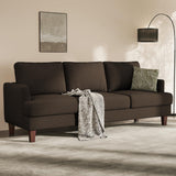 Busaurus 3 Seater Sofa Couch with Deep Seats, 89" Mid Century Modern Upholstered Sofa with Armrests, Comfy Couches for Living Room, Bedroom and Office, Linen Fabric Apartment Couch (Linen Brown)