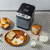 AROMA® 1.5lbs. Digital Bread Maker with Crust Customization, Clear-View Lid, and Nonstick Baking Pan, Black (ABM-250)