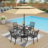 PHI VILLA 5 PCS Patio Dining Set w/ 10ft Umbrella