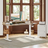 TIQLAB Standing Desk with Two Drawers, Stand Up Standing Desk Adjustable Height
