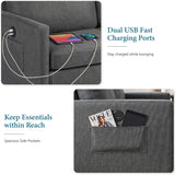 56'' Dark Grey Fabric Loveseat Small Couch with 2 USB for Living Room Sofa