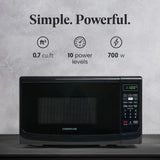 Farberware 0.7 Cu. Ft. Countertop Microwave Oven – 700 Watts Power, Auto Cook Settings, Defrost, Easy Clean and Child Safety Lock - Black