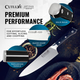 Cutluxe Chef Knife – 8" Kitchen Knife, German High Carbon Steel, Full Tang, Ergonomic Handle Design, Sheath Included – Artisan Series