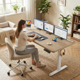 Standing Desk with Wheels, 63'' x 24'' Standing Desk Adjustable Height with Charging Station, 2 USB Ports,