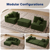Cloud Modular Sectional Sofa, Comfy Boneless Couch for Living Room, Modern L-Shaped Couch with Reversible Chaise, Customizable Sleeper Sofa with Non Slip, No Assembly & Deep Seat, Green