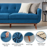 Kingfun 77.2" W Loveseat Sofa, Mid Century Modern Decor Love Seat Couches for Living Room, Button Tufted Upholstered Furniture, Solid & Easy to Install Small Couch for Bedroom Office Apartment, Blue