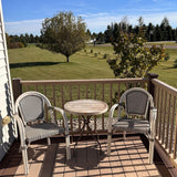 PURPLE LEAF Patio French Bistro Armchairs Set of 2, White Finish, Deep Blue