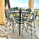 PURPLE LEAF Counter Bar Stools 25" Set of 2 French PE Rattan, Light Blue