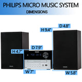 CD Player and Stereo System for Home - Compact Radio Player with Bookshelf Speakers PHILIPS