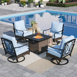 Sophia & William Metal Patio Furniture Set with Fire Pit Table, 5 Pieces