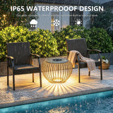 MIUWLXT 26" Solar Patio Side Table,Black Metal Material with LED Light